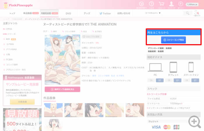 作品ごとの「再生」ボタンからそれぞれの作品の視聴が可能 / Each video can be viewed by clicking “Playback” for the video