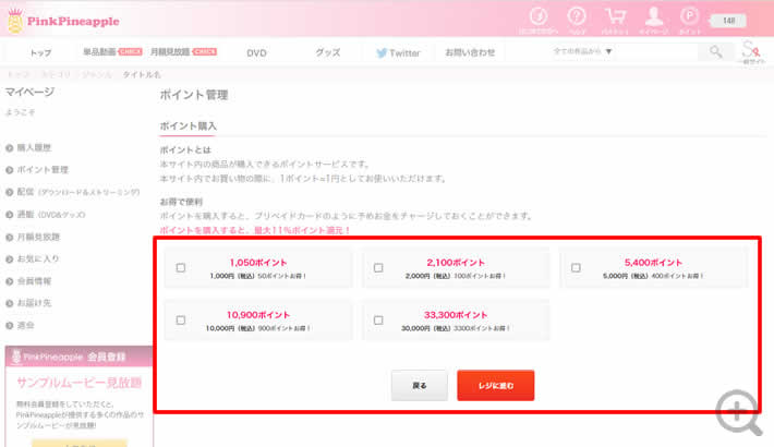 「ポイントのご購入」ページにてご購入頂く金額をご選択ください。/Choose the amount of points you buy on the page “Point Purchase.”